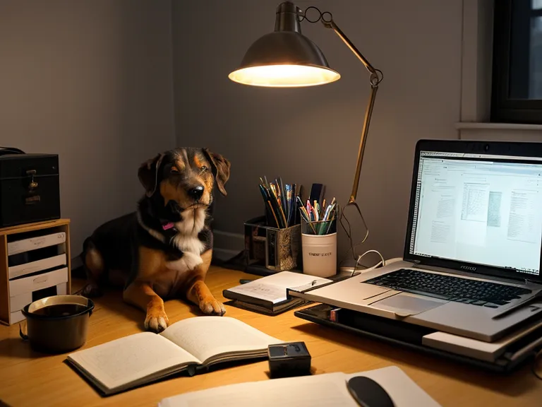 Lola, la perra mestiza, mirando a su dueño durante una sesión de estudio sobre toxicología canina y prevención