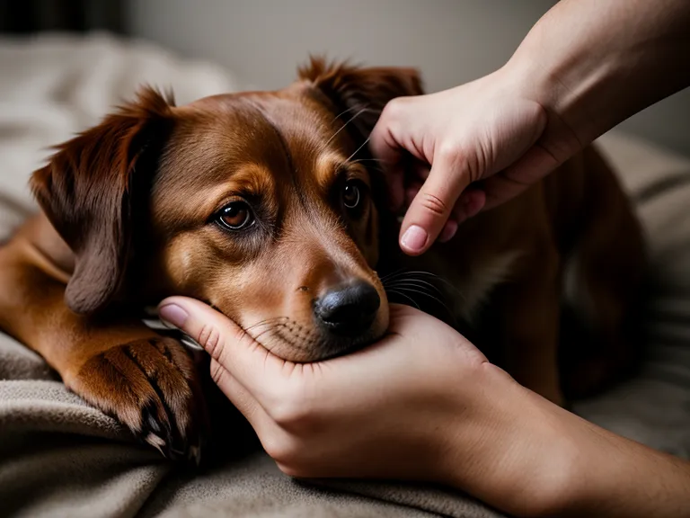 Mano levantando con cuidado la oreja de un perro para inspeccionar el conducto durante la higiene auditiva