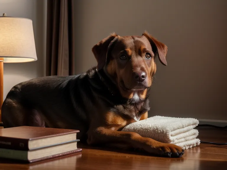 Perro descansando tranquilo tras una sesión de limpieza de oídos en casa, reflejo del bienestar animal